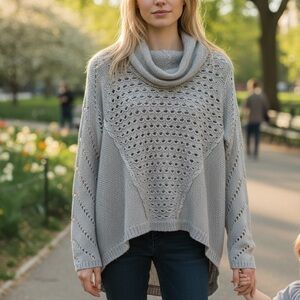 RD Style Light Gray Cowl Neck Sweater